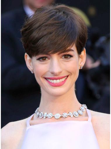 Parrucche Anne Hathaway Castano 6" Di tendenza Liscia