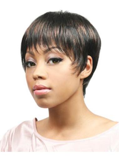 Parrucche Afroamericano Castano 6" naturale Liscia
