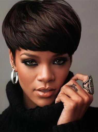 Parrucche Rihanna 6" durevole Nero Corto