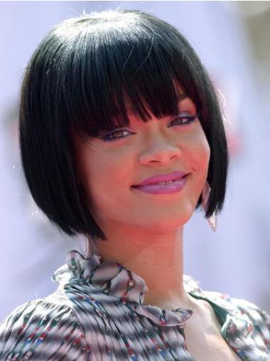 Parrucche Rihanna 10" Di tendenza Nero Medio Corto