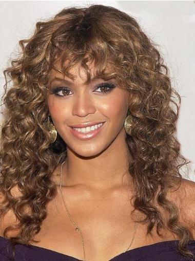Parrucche Beyonce Castano Dorato 20" nuovo Riccia