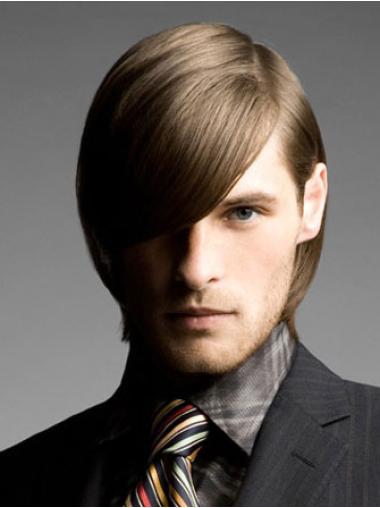 Parrucche Uomo 10" 100% capelli naturali Castano Liscia